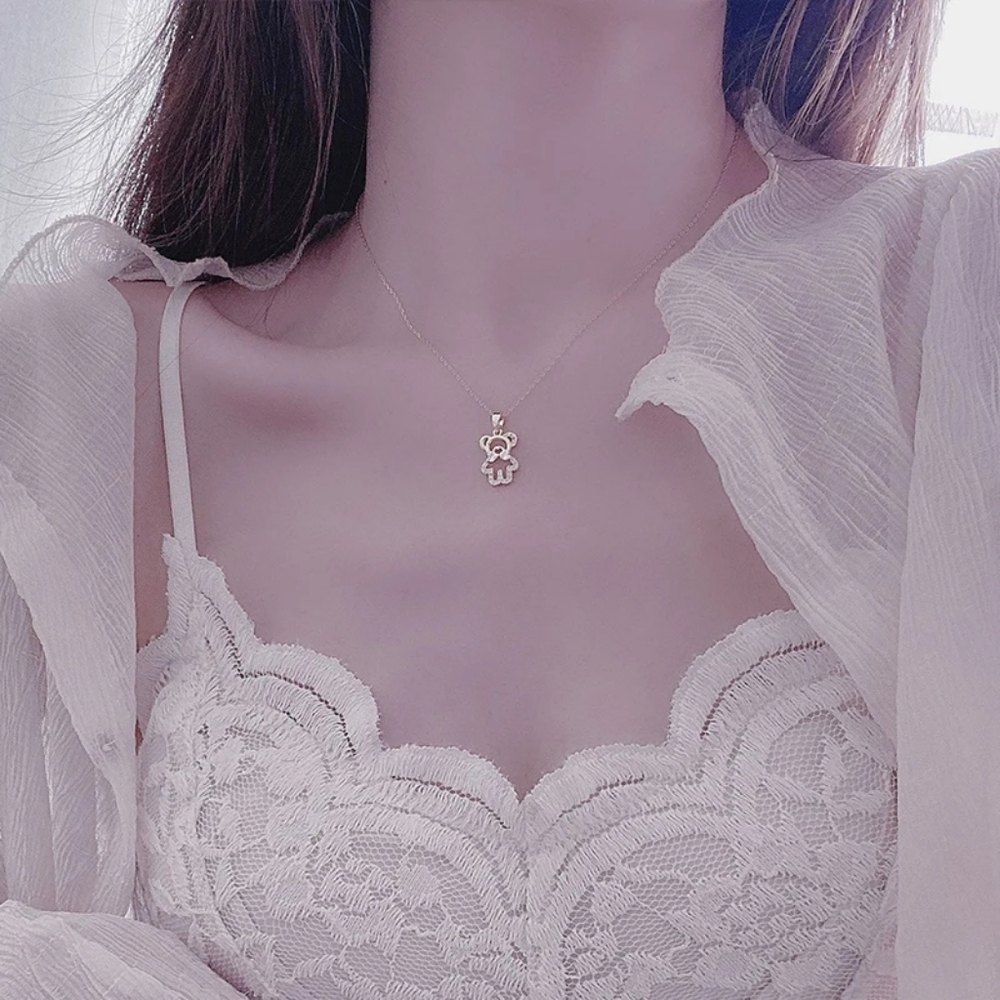 💯 New 14k gold diamond bear necklace - Picture 5 of 5